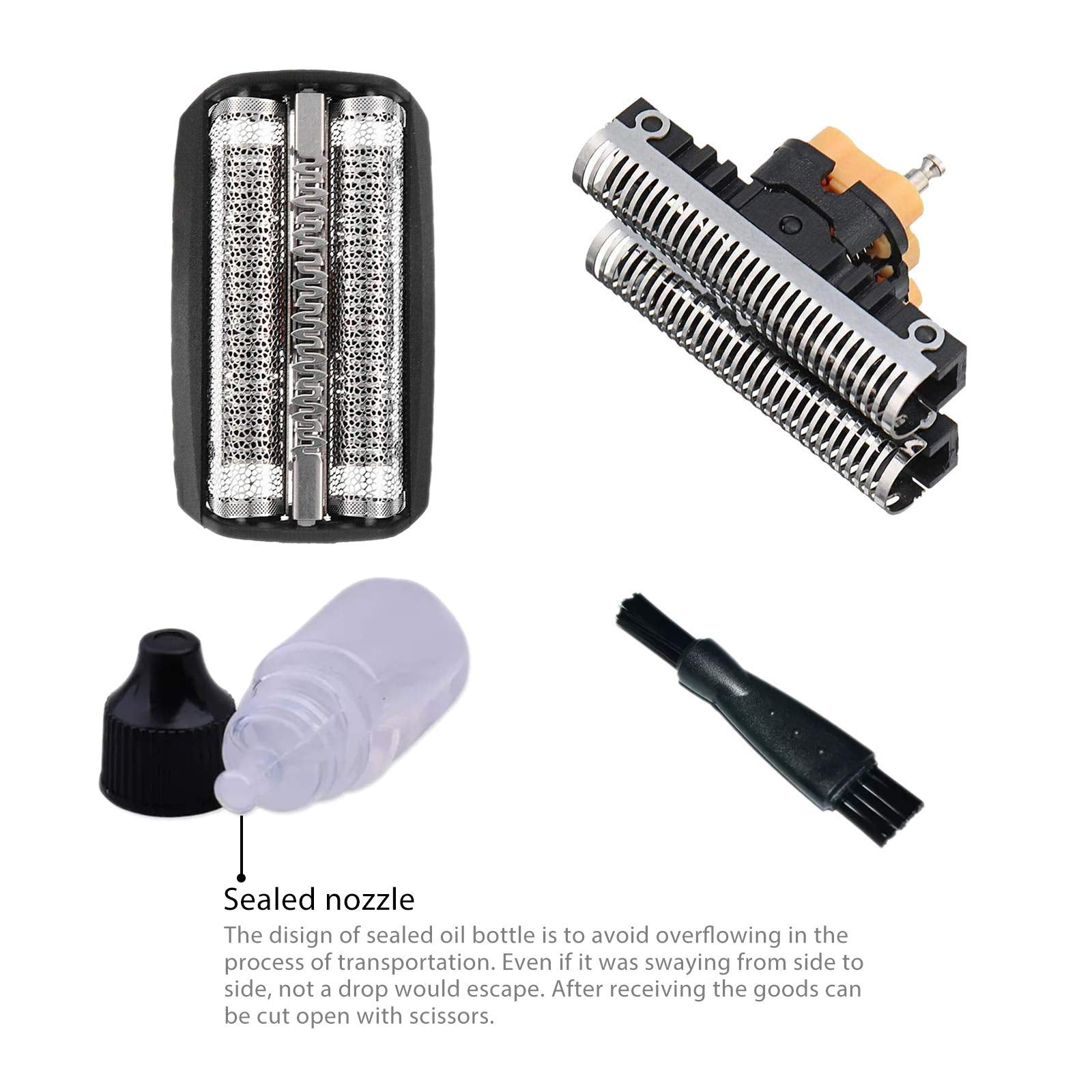 Shaver Foil&Cutter W/Rozor Shaver Oil+ Clean Brush For Braun 31B 5000 6000 Series 3 350 360 380 5612 5770 6520